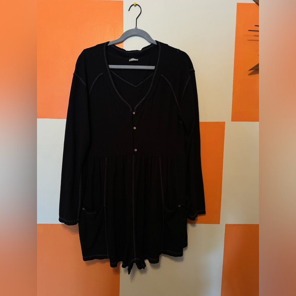 Free People Intimately Black Long Sleeve Romper